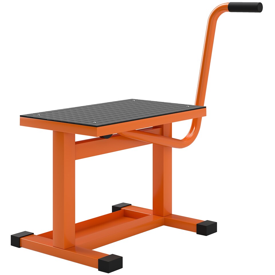 image 1 of DURHAND 150KG Steel Motorcycle Lift Rubber Platform, Crank Lift Manual Repair Clean Hoist Table Assist Off-Road Dirt Bike Stand, 27.5/39.5H cm, Orange