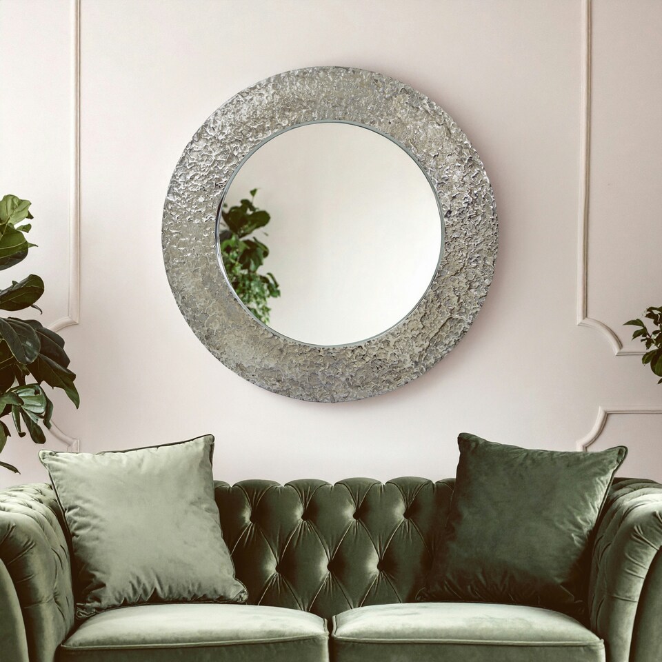 image 1 of Akola Nickle Finish Round Wall Mirror Silver