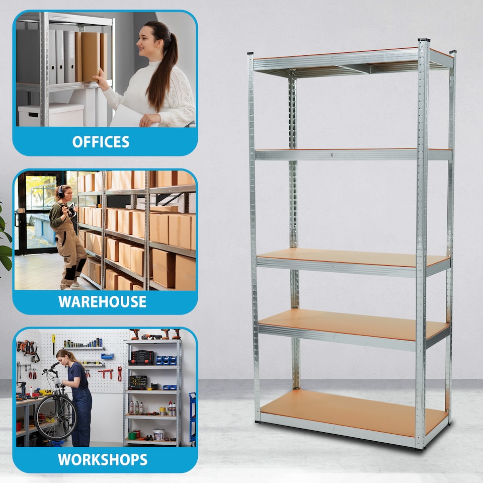 image 1 of 3 x 5 Tier Metal Shelf Storage Unit Shelving Shelves Racking Warehouse Rack Shed