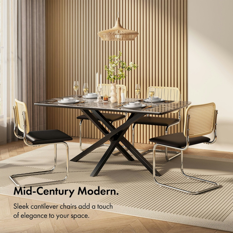 image 1 of VonHaus Bridgewater Cantilever Style Dining Chairs Set of 2