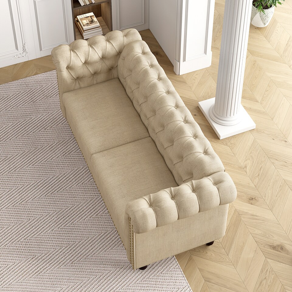 image 1 of Chesterfield Fabric Button back Sofa Settee - Victoria