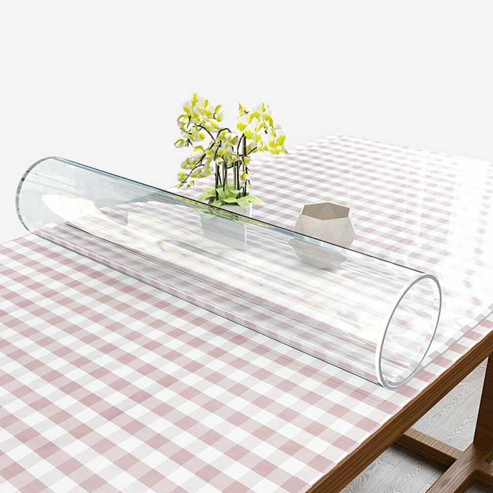 image 1 of Clear Plastic Table Cover, Transparent Protector - 90cm x 180cm