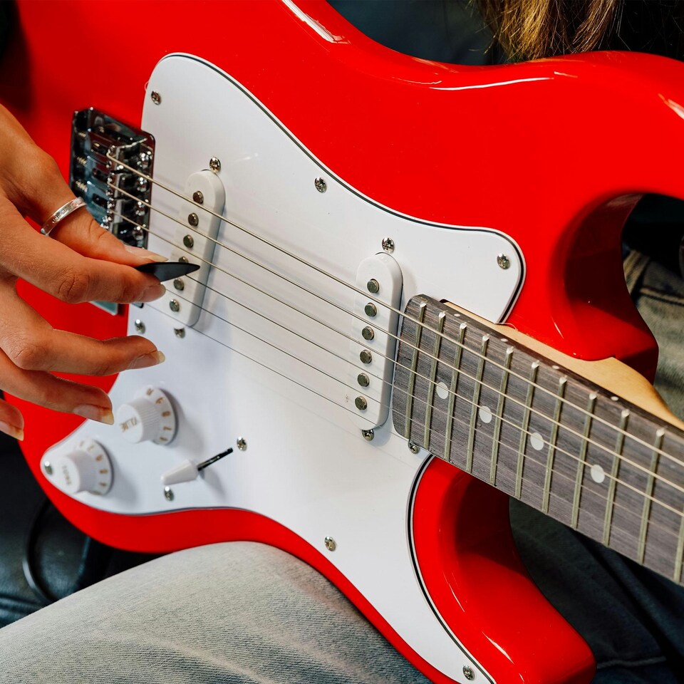 image 1 of 3rd Avenue 3/4 Size Electric Guitar Pack with Amp Red