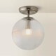 image 4 of ValueLights Kempton Chrome Ceiling Light Ribbed Globe Shade and Bulb
