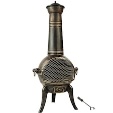 Fire Pit - cast iron chiminea, removable grid shelf, air supply regulator