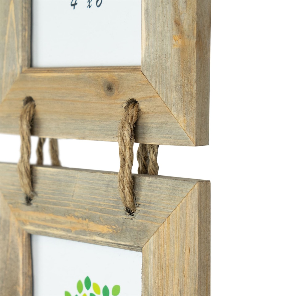 image 1 of Nicola Spring Rustic Wooden Hanging 3 Photo Frame - 4 x 6" - Natural