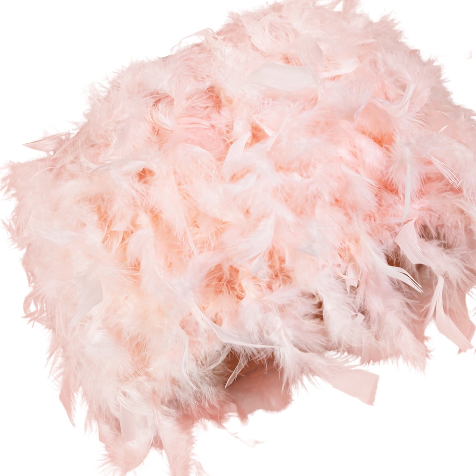 image 1 of Modern Designer Real Pink Feather Drum Lamp Shade with Inner Cotton Lining | Pink