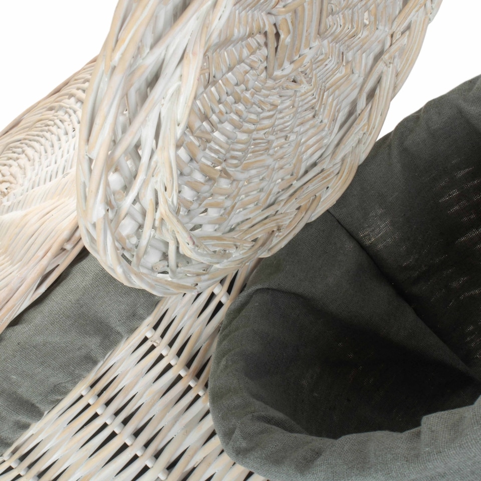 image 1 of Set of 2 Round White Wash Laundry Hamper with Grey Sage Lining | Grey | Grey