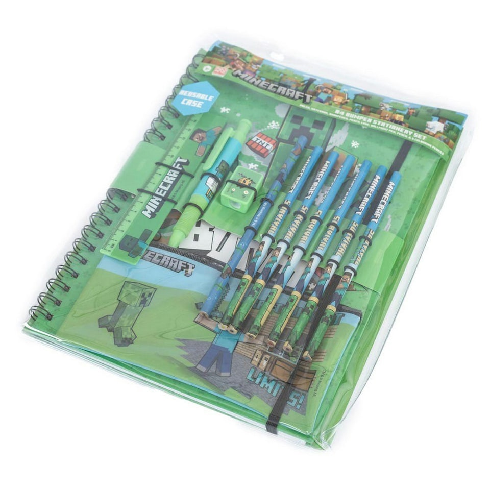 image 1 of Minecraft Bumper Stationery Set (Pack of 12) - Green - One Size