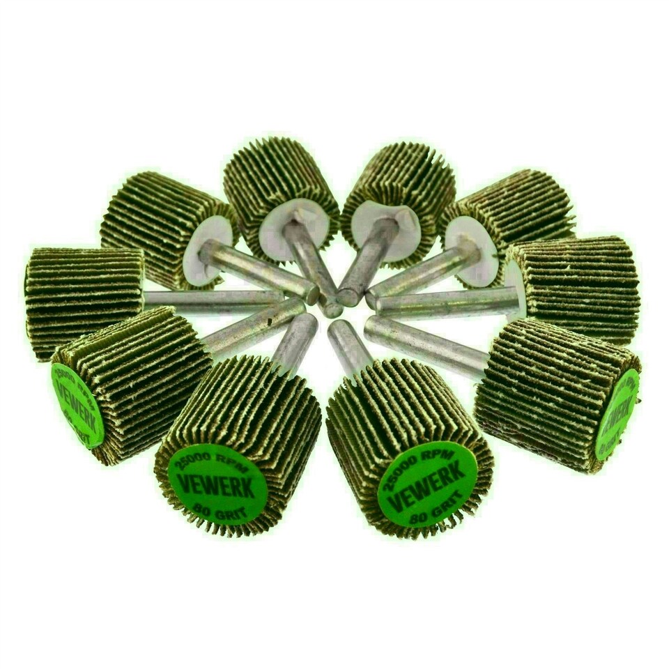 image 1 of Flap Wheel Disc Shaft Mounted Abrasive Sanding Drill 25mm 80Grit 10PK AT092