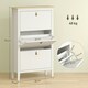 image 7 of HOMCOM 3 Drawer Shoe Cabinet with Flip Doors for Hallway, Entryway White | 80W x 24D x 131H cm