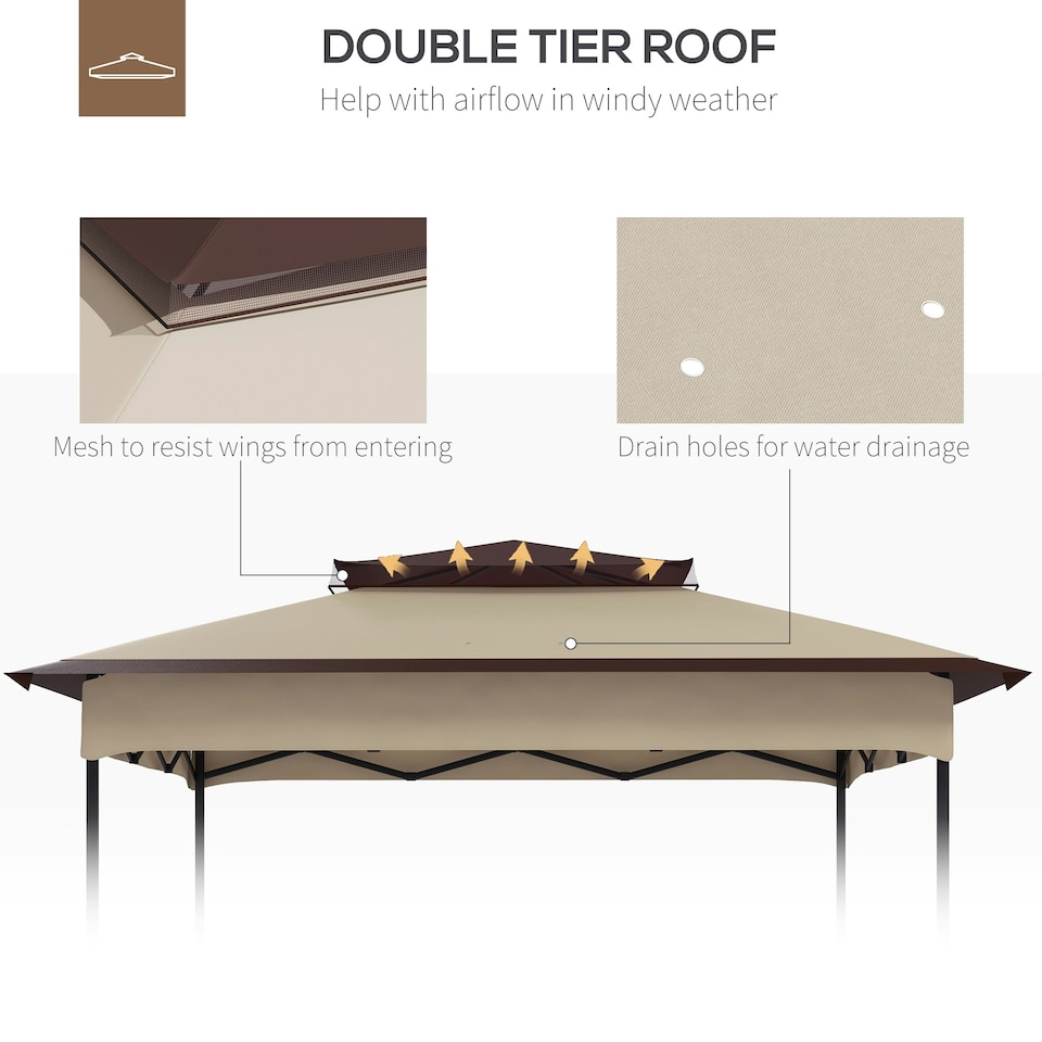 image 1 of Outsunny 3.25mx3.25m 2-Tier Gazebo Cover Replacement, 30+ UV Protection, Beige