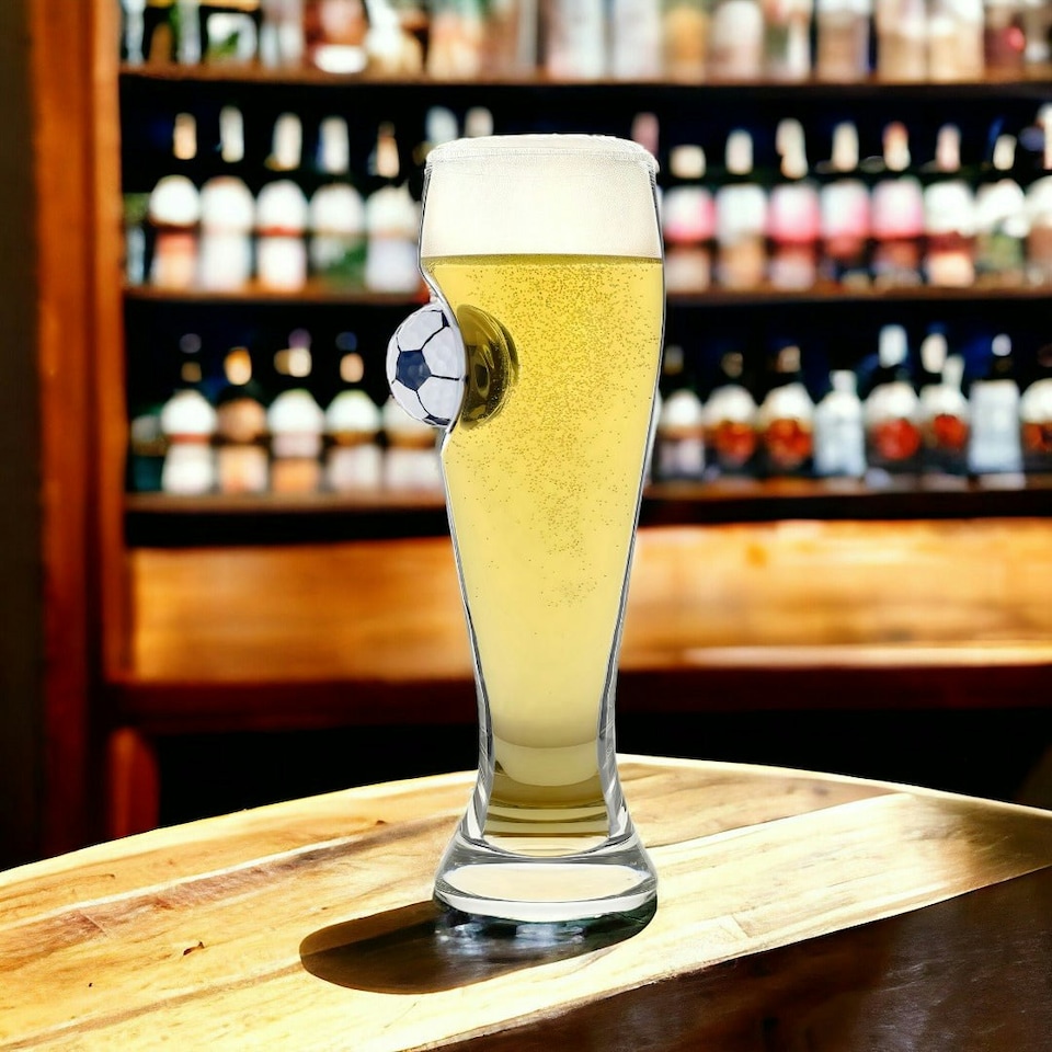 image 1 of Football-Themed Pilsner Beer Glass ? Unique Sports Fan Gift ? Tall Crystal-Clear Glass for Beer Lovers ? Perfect Gift for Football Enthusiasts & Game Nights Clear