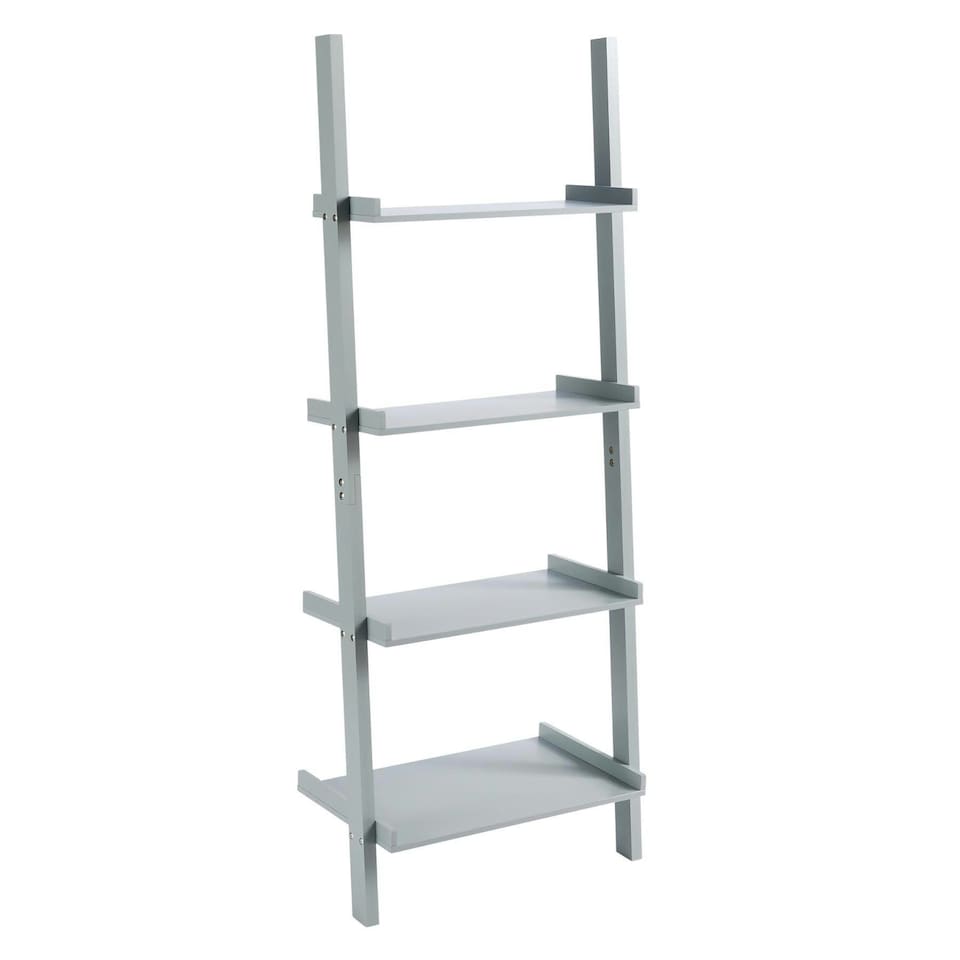 image 1 of Ladder Shelf Bookcase 3 or 5 Tier Storage Shelving Unit Display Stand Grey | 5 Tier