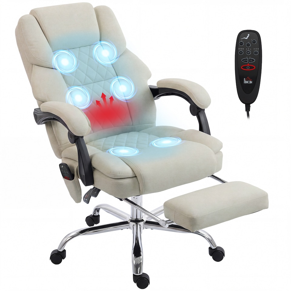 image 1 of HOMCOM Massage Office Chair with Heat, 135° Reclining Desk Chair