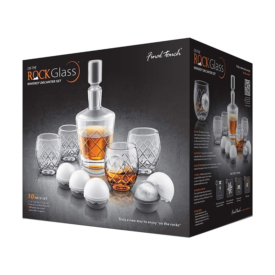 image 1 of Final Touch On The Rock Glass Etched Decanter Set