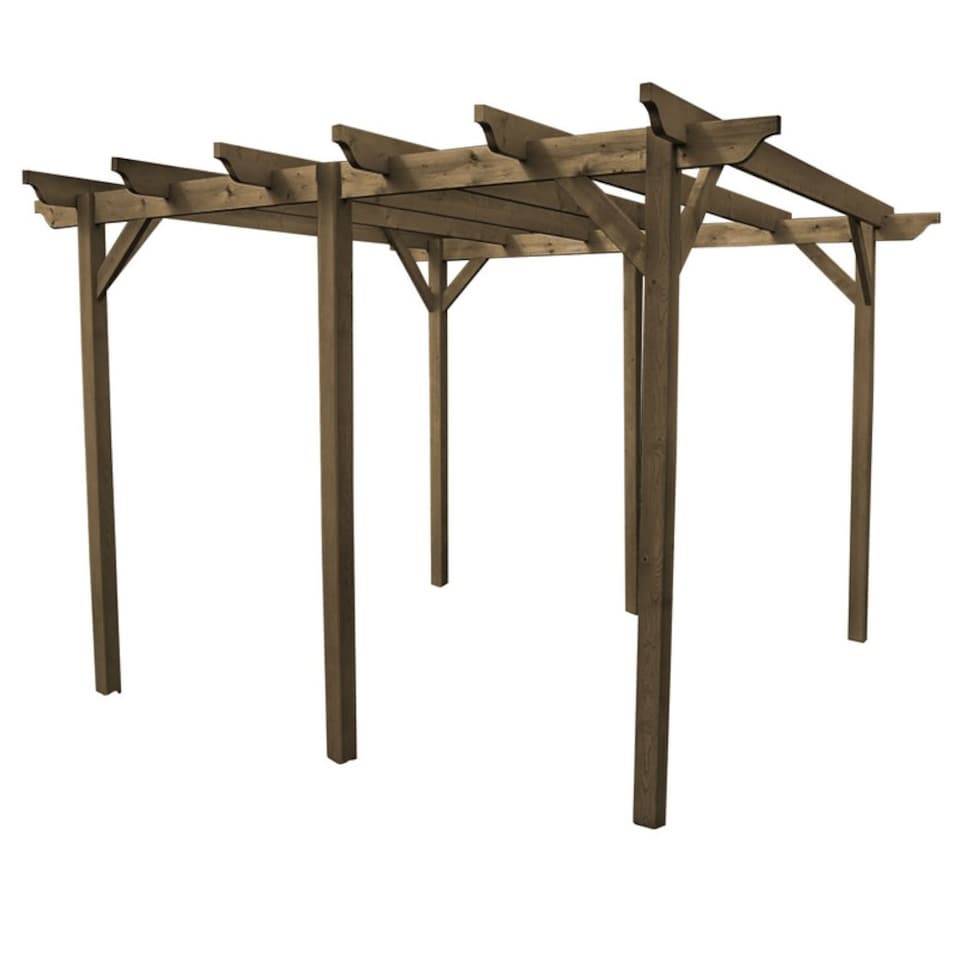 image 1 of Garden Pergola 6 Posts - Wood - L180 x W480 x H270 cm - Rustic Brown