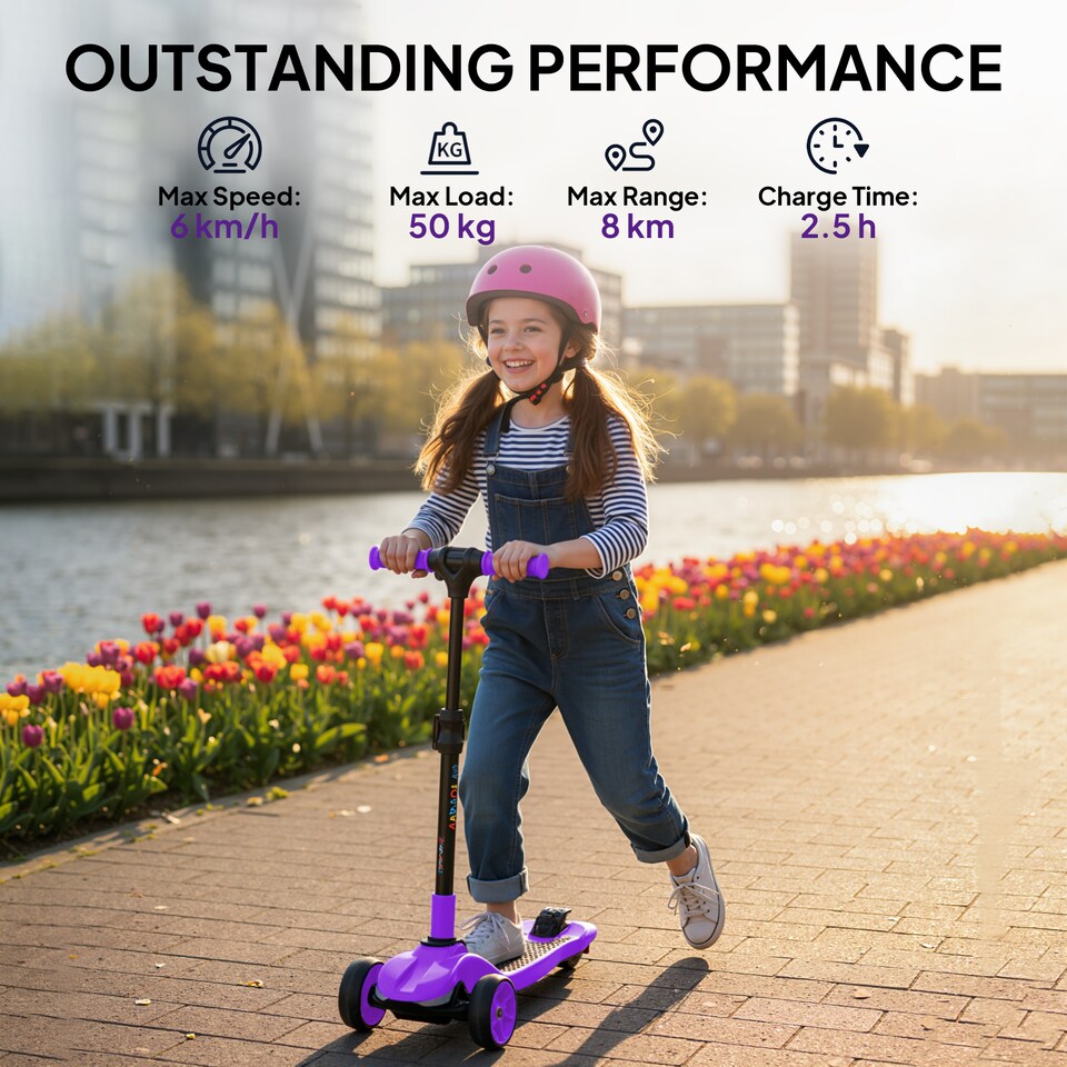 image 1 of AIYAPLAY Electric Scooter for Age 6-10, 3 Wheel Foldable Kids Scooter | Purple