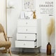 image 3 of HOMCOM Bedroom Chest of Drawers, Tallboy 4-Drawer Dresser, Modern Storage Drawer Unit with Hairpin Legs, White