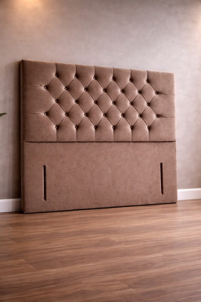 image 1 of Floorstanding Headboard Mink Plush Chesterfield 4FT6 Double 54inch High