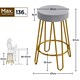 image 3 of Yaheetech 67 cm Tall Upholstered Velvet Counter Stools Grey