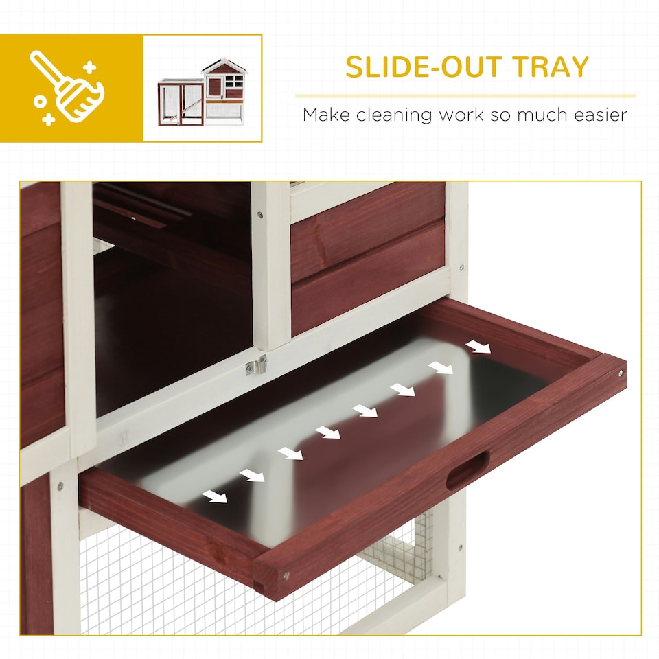 image 1 of PawHut Rabbit Hutch, Bunny Cage Outdoor Wooden House w/Tray & Ramp, Brown