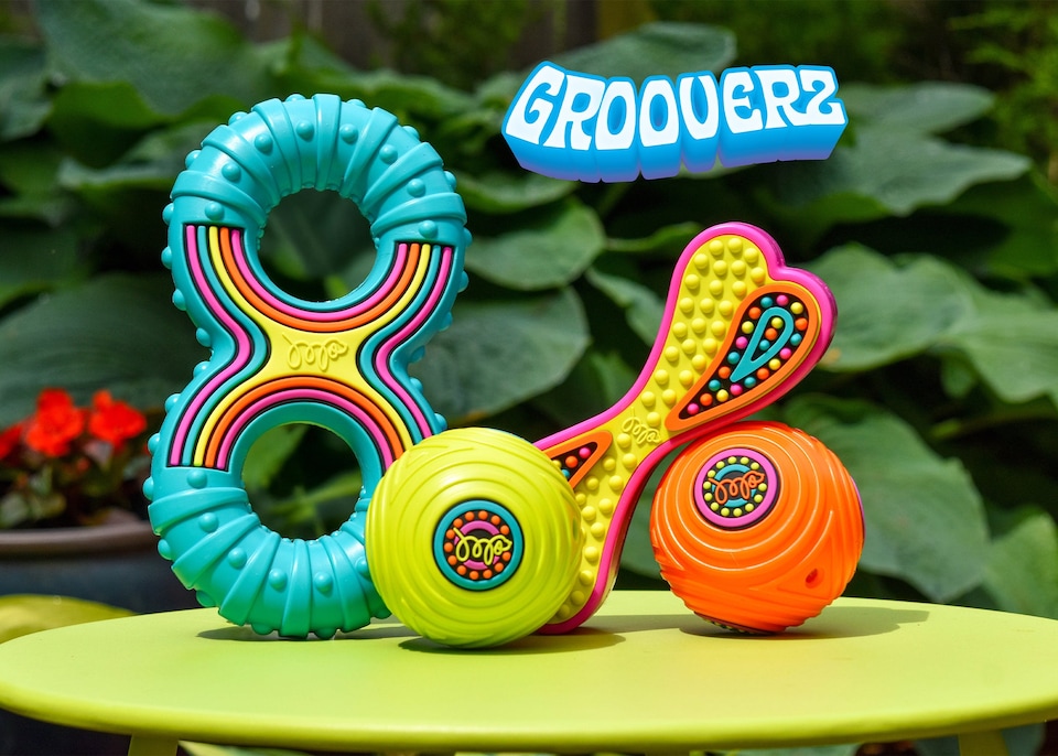 image 1 of Happy Pet Groovers TPR Rubber Figure of 8 Dog Toy