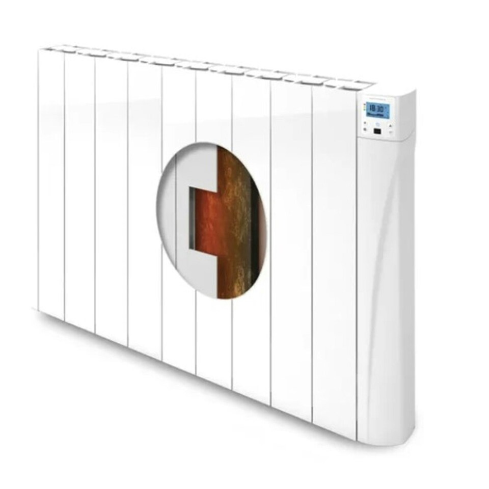 image 1 of 585mm (W) x 575mm (H) - White Touch Electric Ceramic Core Radiator (Almera) - 1000 Watts - Depth 98mm - Heats Up To 10m²