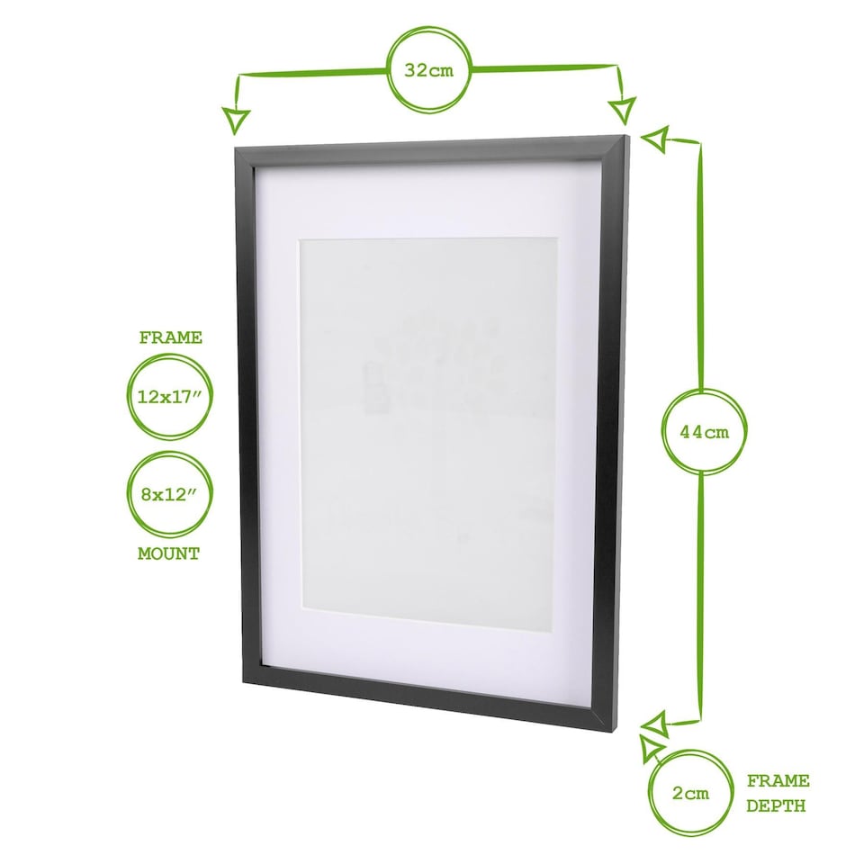 image 1 of Nicola Spring 5x Photo Frames with White A4 Mount - A3 (12" x 17") Black Portrait Hanging Wall Mounted Picture Display Frame
