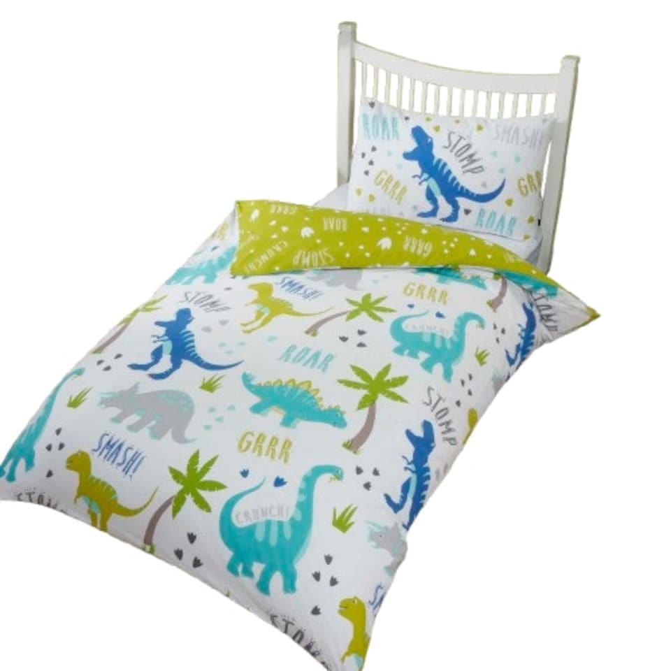 image 1 of Roarsome Dinosaur Polycotton Kids Reversible Duvet Cover Set with Pillowcase Multi | Single