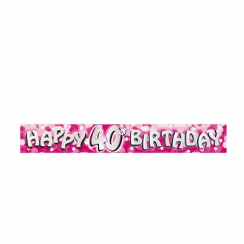 Amscan Sparkle 40th Birthday Banner - Pink/Silver - One Size