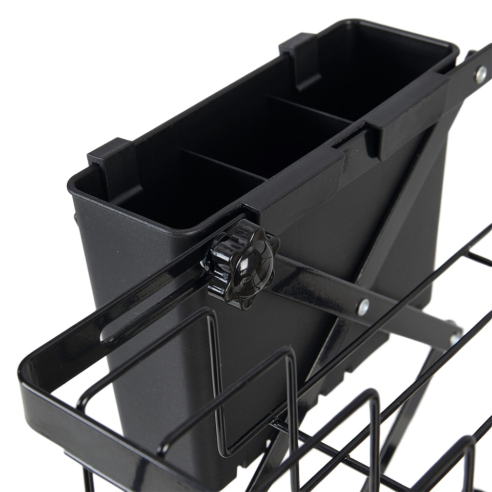 image 1 of Living and Home Foldable 2-Tier Dish Drying Rack with a Drip Tray | Black