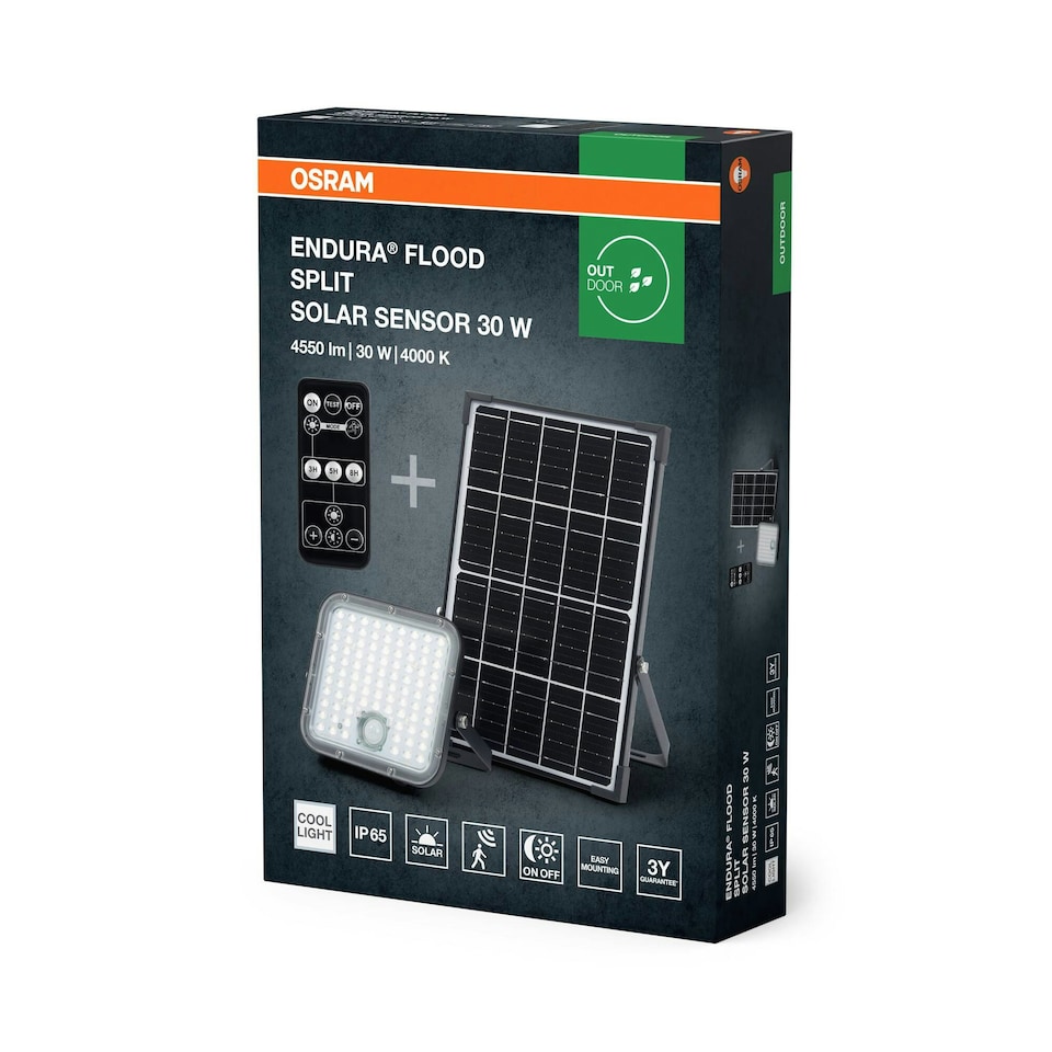 image 1 of OSRAM ENDURA LED Solar Outdoor Flood Light Black 30W 4500 lm Black