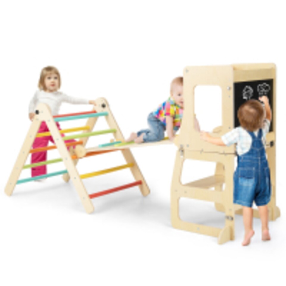 image 1 of COSTWAY 7-in-1 Toddler Climbing Toy Set Kids Folding Climber   Reversible Ramp
