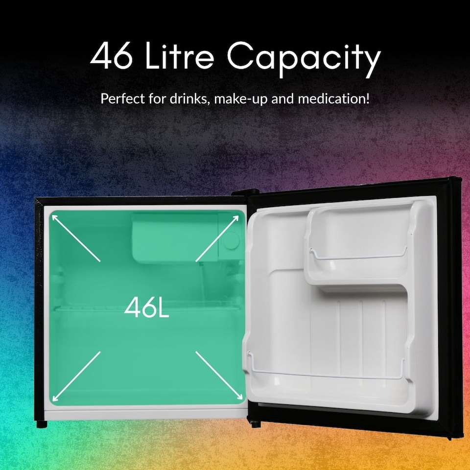 image 1 of HYE Mini Fridge 46 Litre Table Top Quiet Drinks Fridge - Black RF01MBF46B23