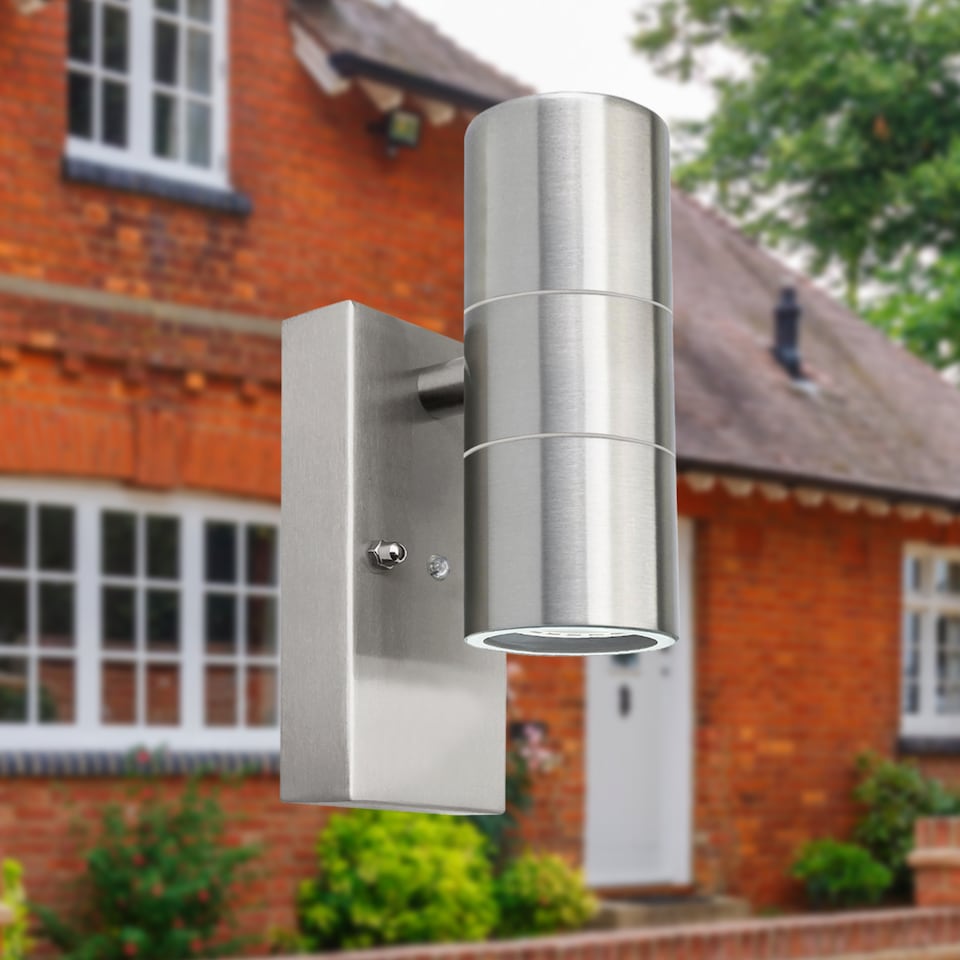 image 1 of Set of 2 Blaze - Marine Grade Stainless Dusk Dawn Sensor Wall Lights