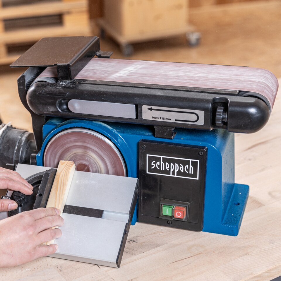 image 1 of Scheppach BTS800 Belt & Disc Sander, 370W, 150mm Disc, 100x280mm Belt, Tilting Table