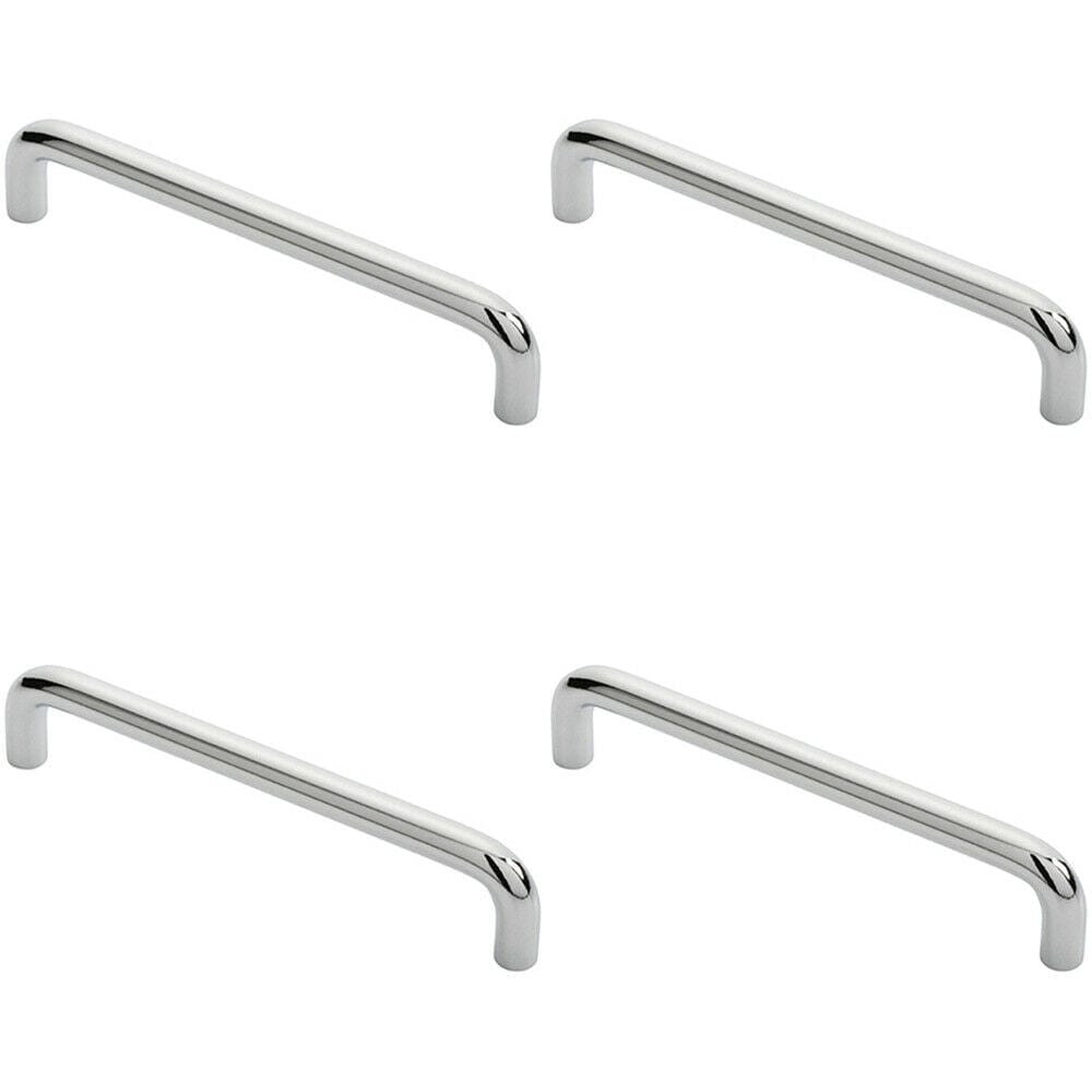 Loops 4x Round D Bar Cabinet Pull Handle 138 x 10mm 128mm Fixing Centres Chrome