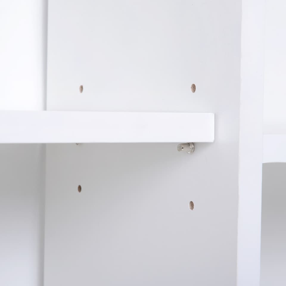 image 1 of HOMCOM Sideboard Bookshelf Free Standing Bookcase Shelves Unit Display Storage Cabinet w  Adjustable Shelves, Wooden Leg, Two Doors, White