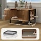 image 3 of PawHut Cat Litter Box Enclosure w/ Tall Legs, Scratching Board, Dark Brown Brown | One Size