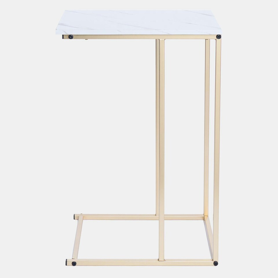 image 1 of OHS C Shape Table Side End Living Room Furniture Bedside Nightstand Drinks Stand White