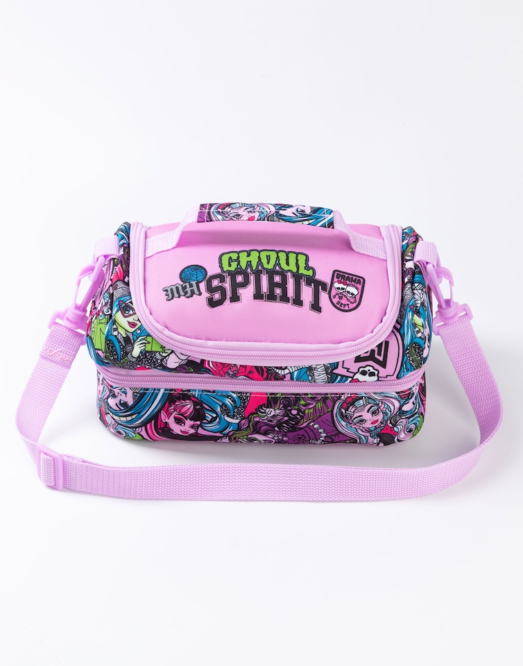 image 1 of Monster High Girls Pink Ghoul Spirit Lunch Bag | Colourful Snack Pot & Bottle Set | Adjustable Strap & Carry Handle | Back to School Cartoon Accessories | Monster High Merch