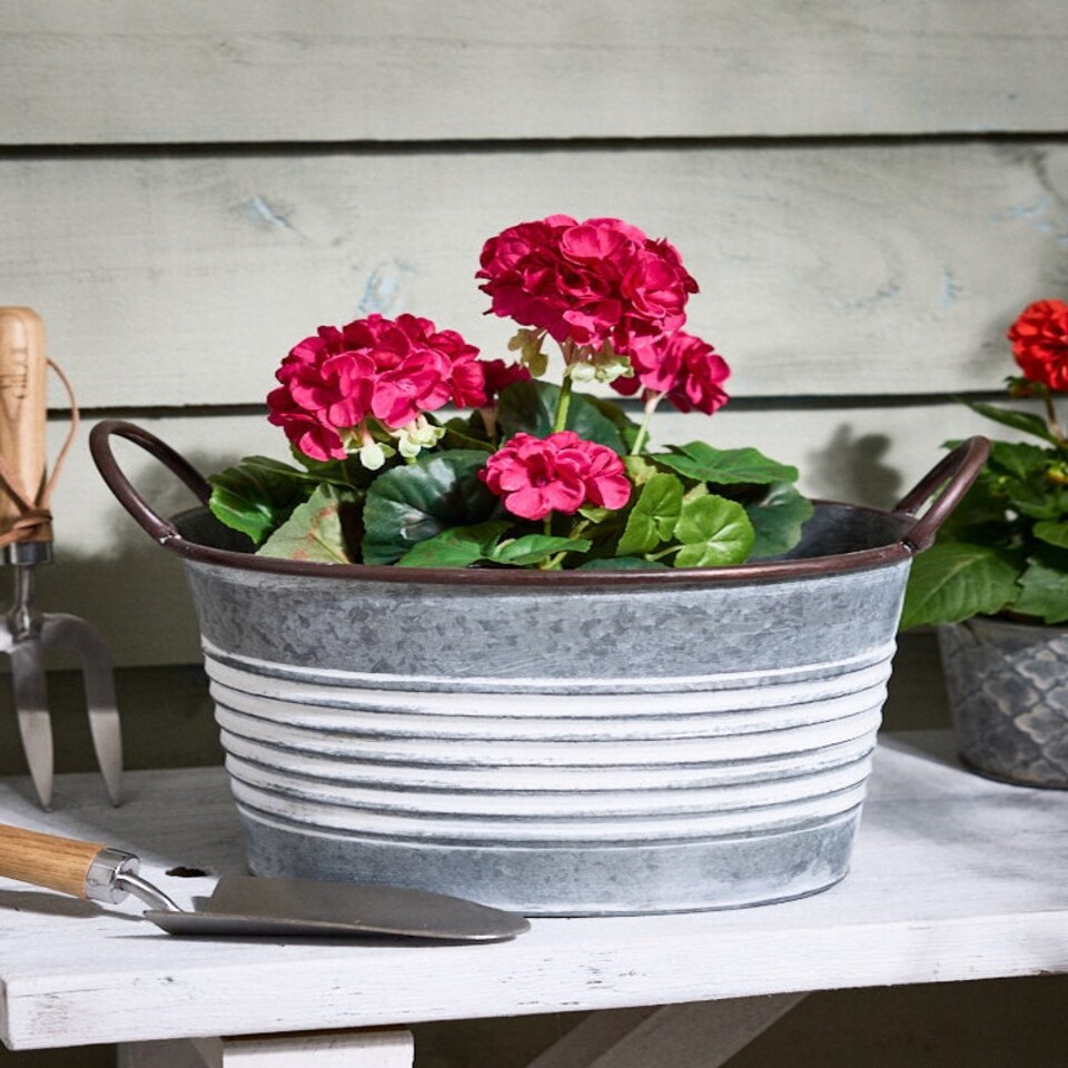 image 1 of Cordar Two Tone Metal Planter Grey