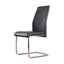 Furniturebox 2x Lorenzo Black Faux Leather Chrome Dining Chairs