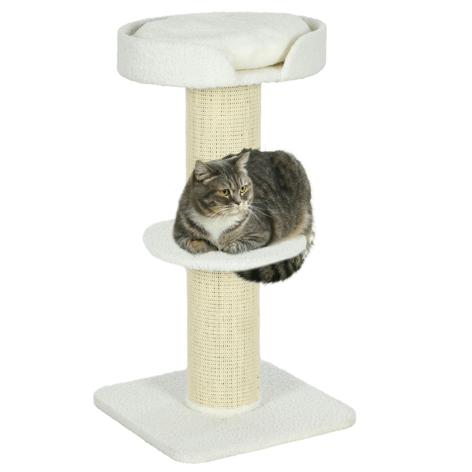image 1 of PawHut 91cm Scratching Posts Cat Tree Activity Centre for Indoor Cats Cream