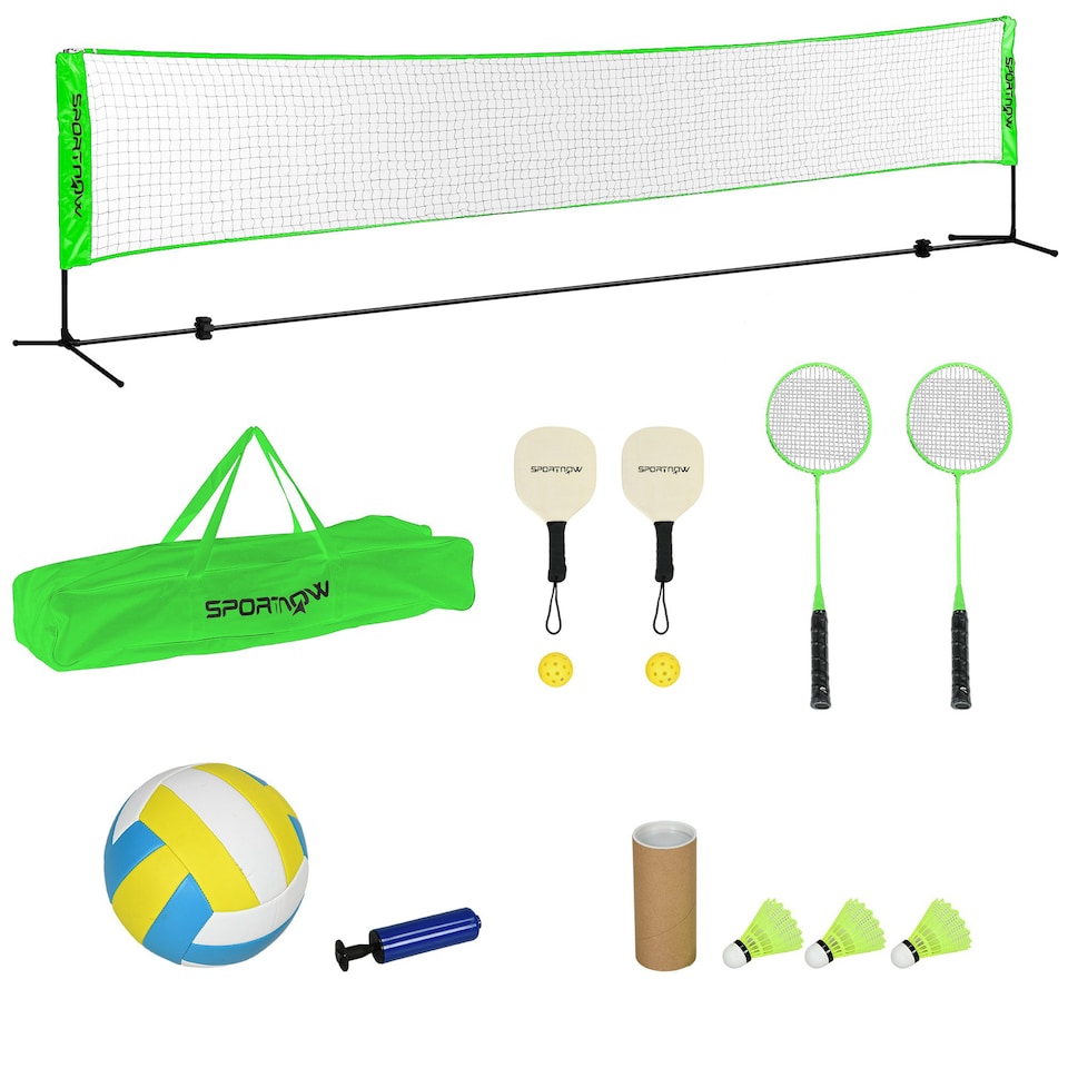 image 1 of SPORTNOW Badminton Net Set, Height Adjustable Net for Pickleball, Volleyball