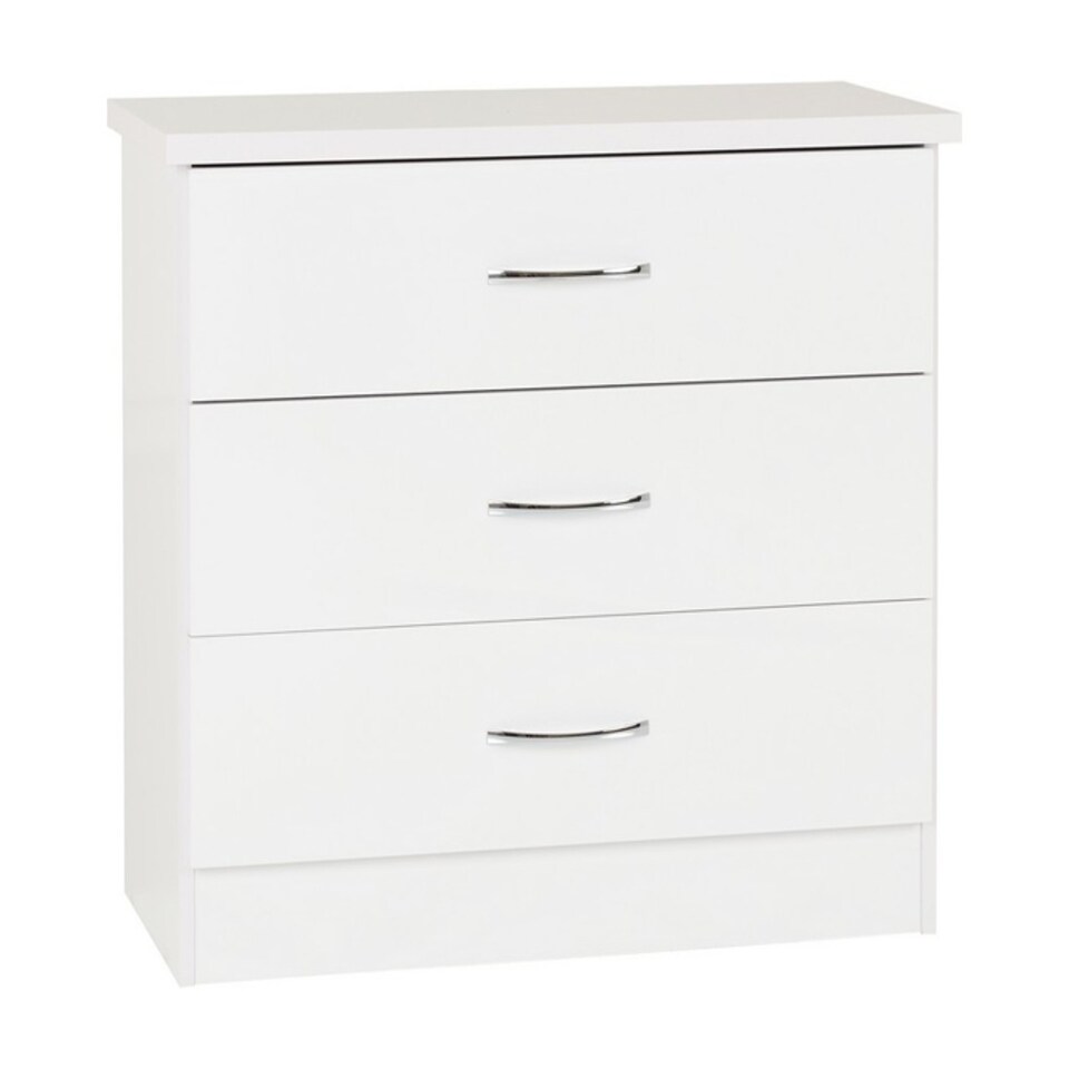 image 1 of Nevada 3 Drawer Chest - L40 x W81 x H70.5 cm - White Gloss