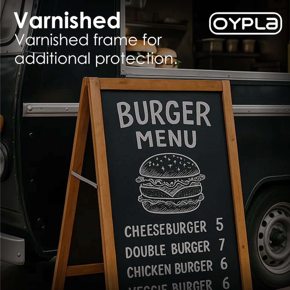 image 1 of Wooden Chalkboard Blackboard Pavement Display Sign A-Board