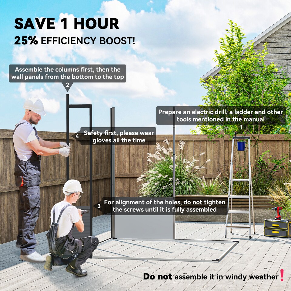 image 1 of Outsunny 6 x 6ft Outdoor Storage Shed, Plastic Garden Shed with Windows and Air Vents, Outdoor Resin Tool Shed with Latch Doors for Garden, Deck, Light Grey | Grey | 1