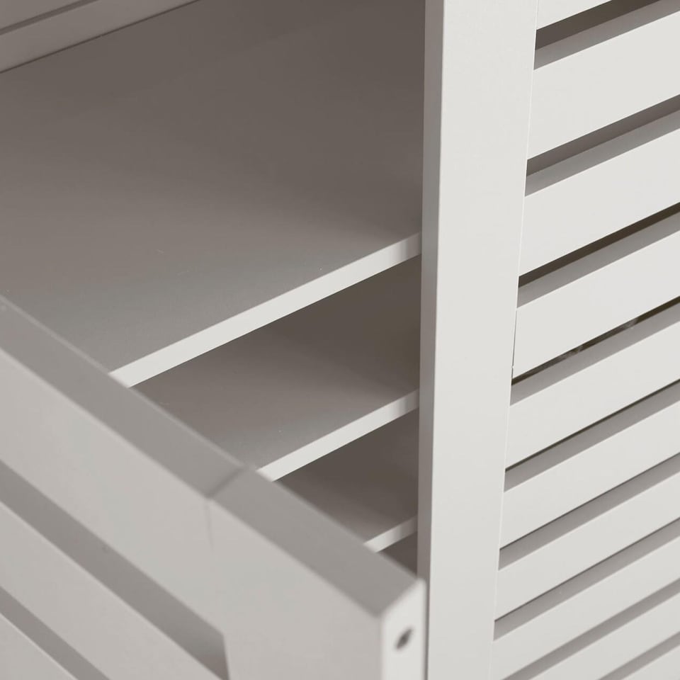 image 1 of Oslo 3 Door Wooden Shoe Storage Cabinet Rack Stand Cupboard Slatted Doors | White
